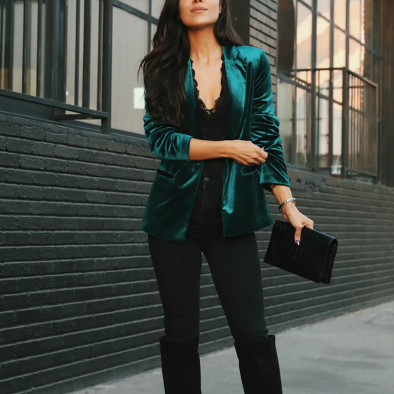 Blazer Mujer de Terciopelo Corte Ajustado Elegante