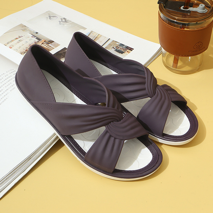 Sandalias Mujer de Cuero Diseño de Nudos Comodas Verano