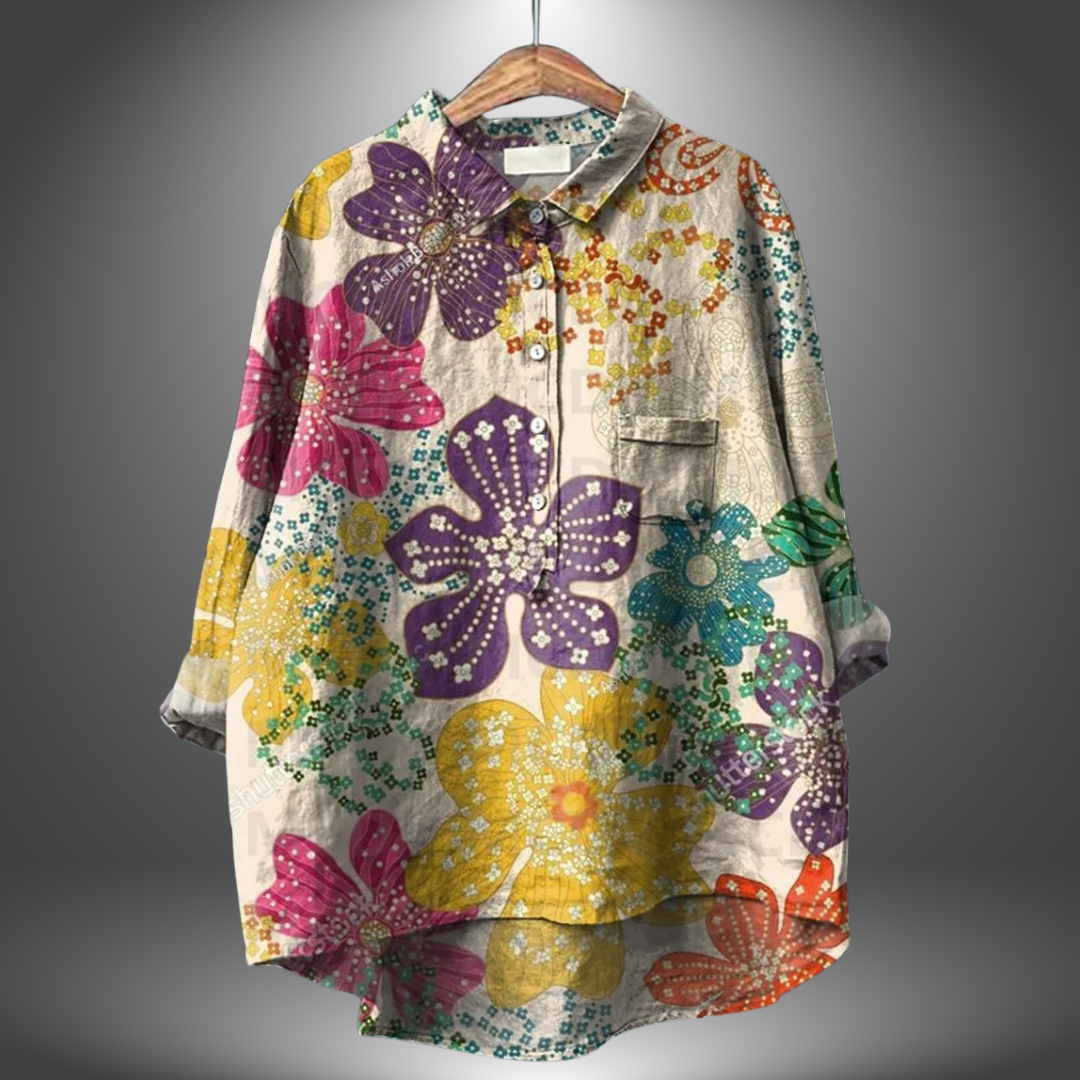Blusa Mujer Holgada Estampado Artistico Cuello Orsolya
