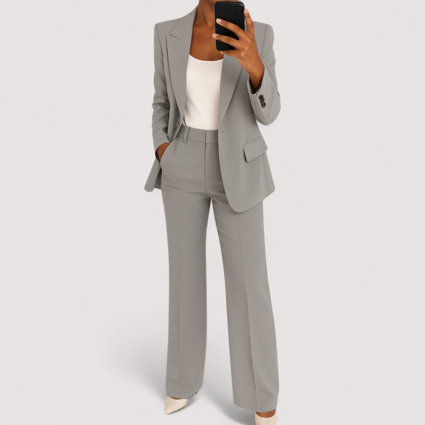 Traje dos piezas mujer elegante corte recto