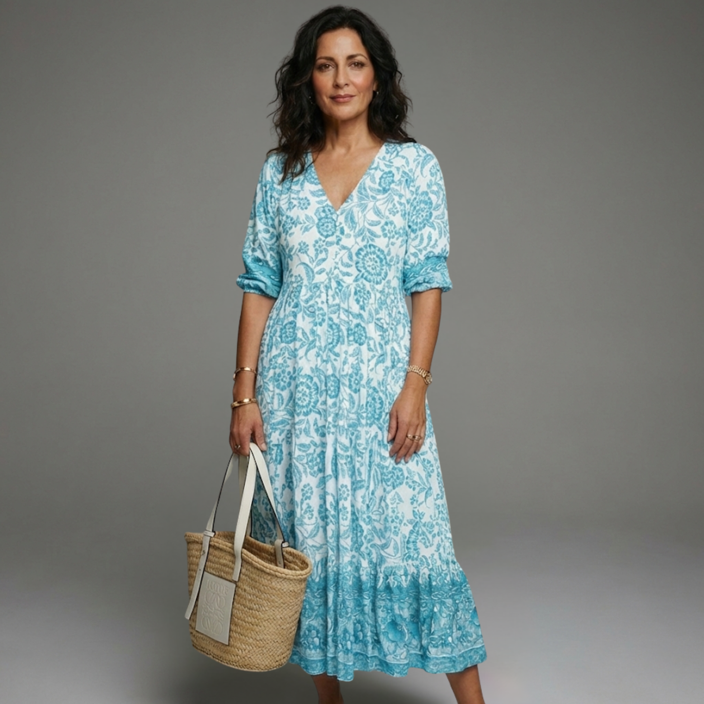 Vestido mujer Veraniego Estampado Floral Escote en V Casual Ligero