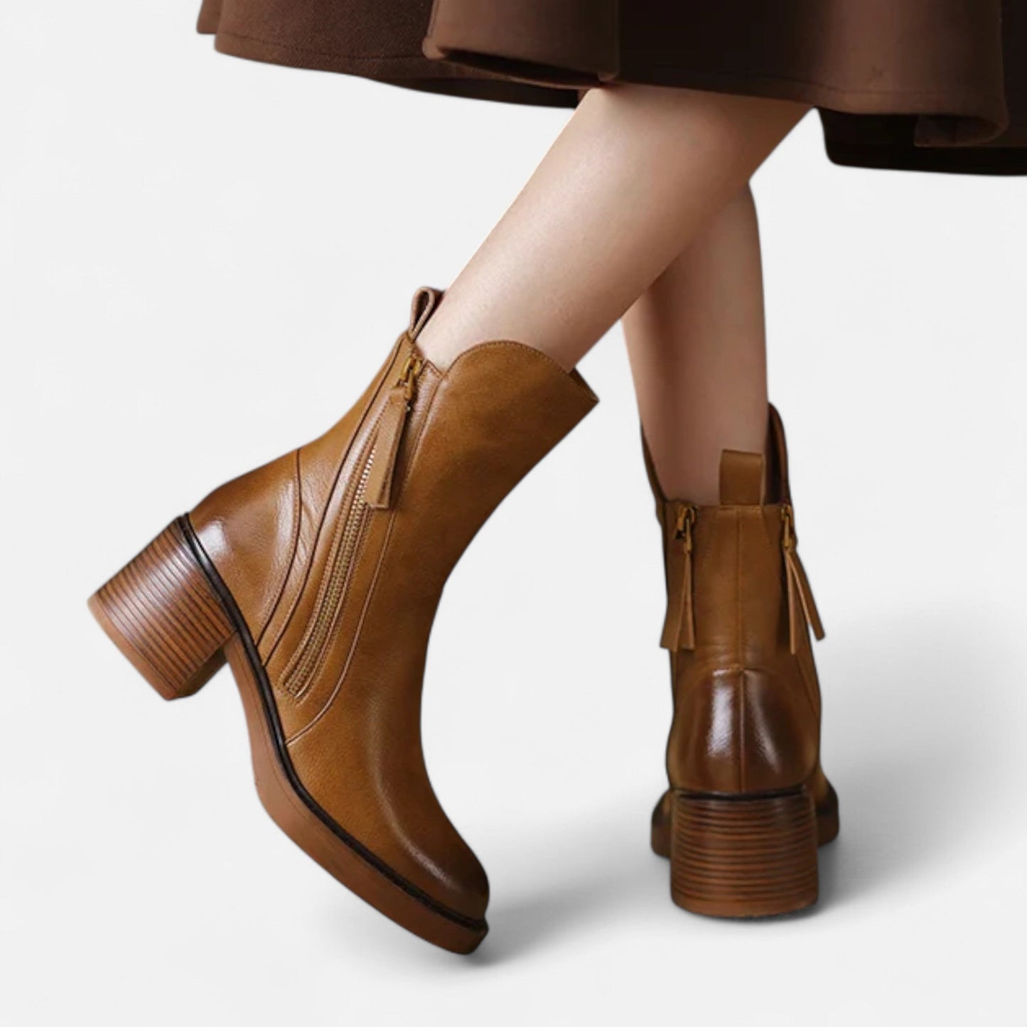 Botines Mujer Invierno Piel Sintetica Cierre Cremallera