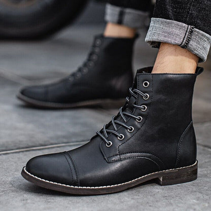 Botas Hombre de Cuero con Cordones Caña Media