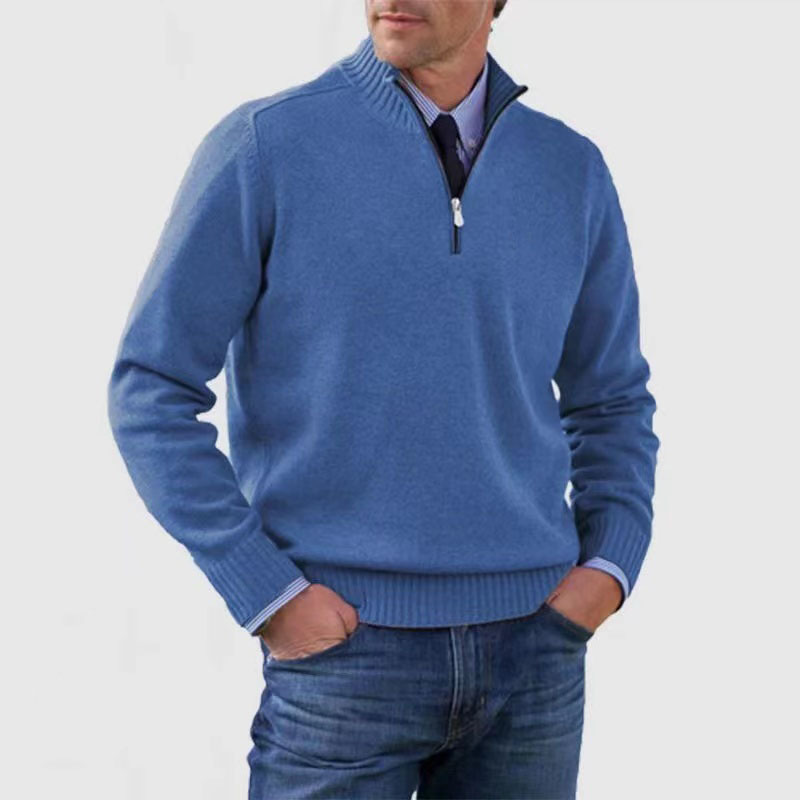Jersey Hombre de Punto con Media Cremallera Ajustado