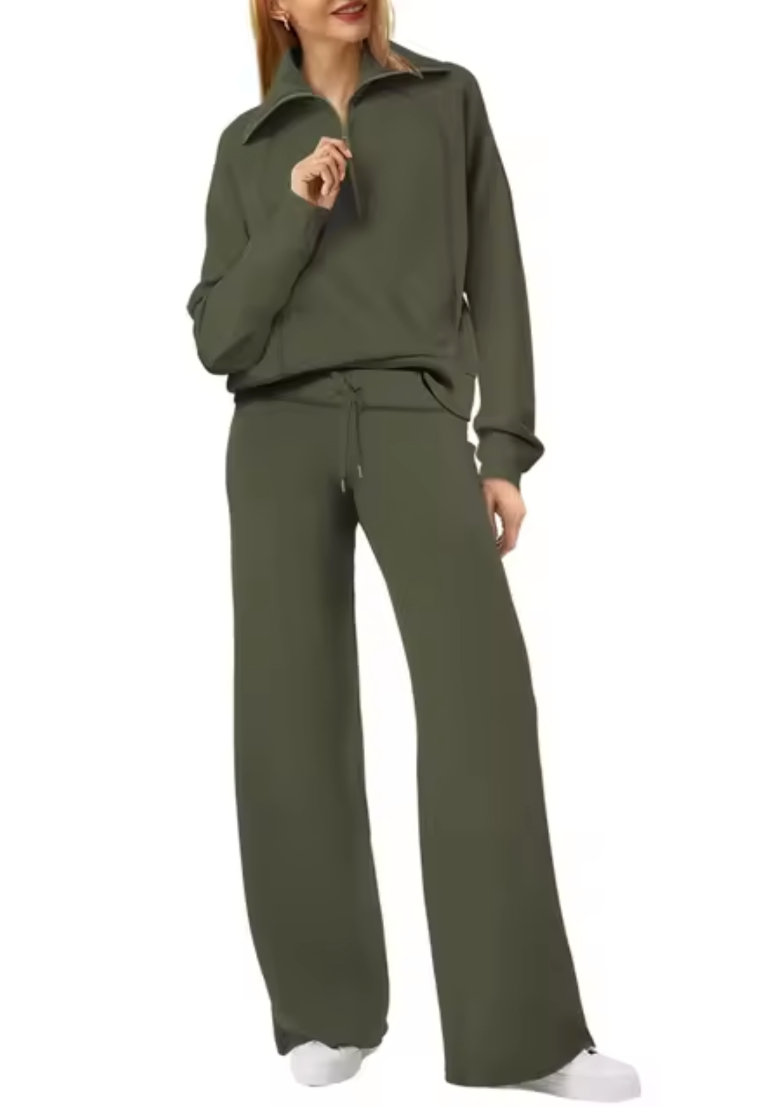 Sudadera Mujer con Cuello Alto y Puños Ajustados