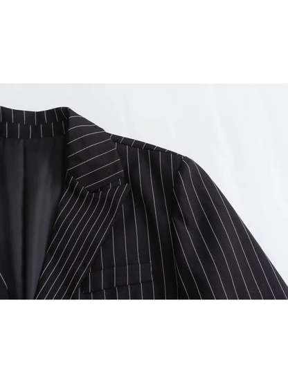 Blazer Mujer Formal de Tejido con Rayas Corte Clásico