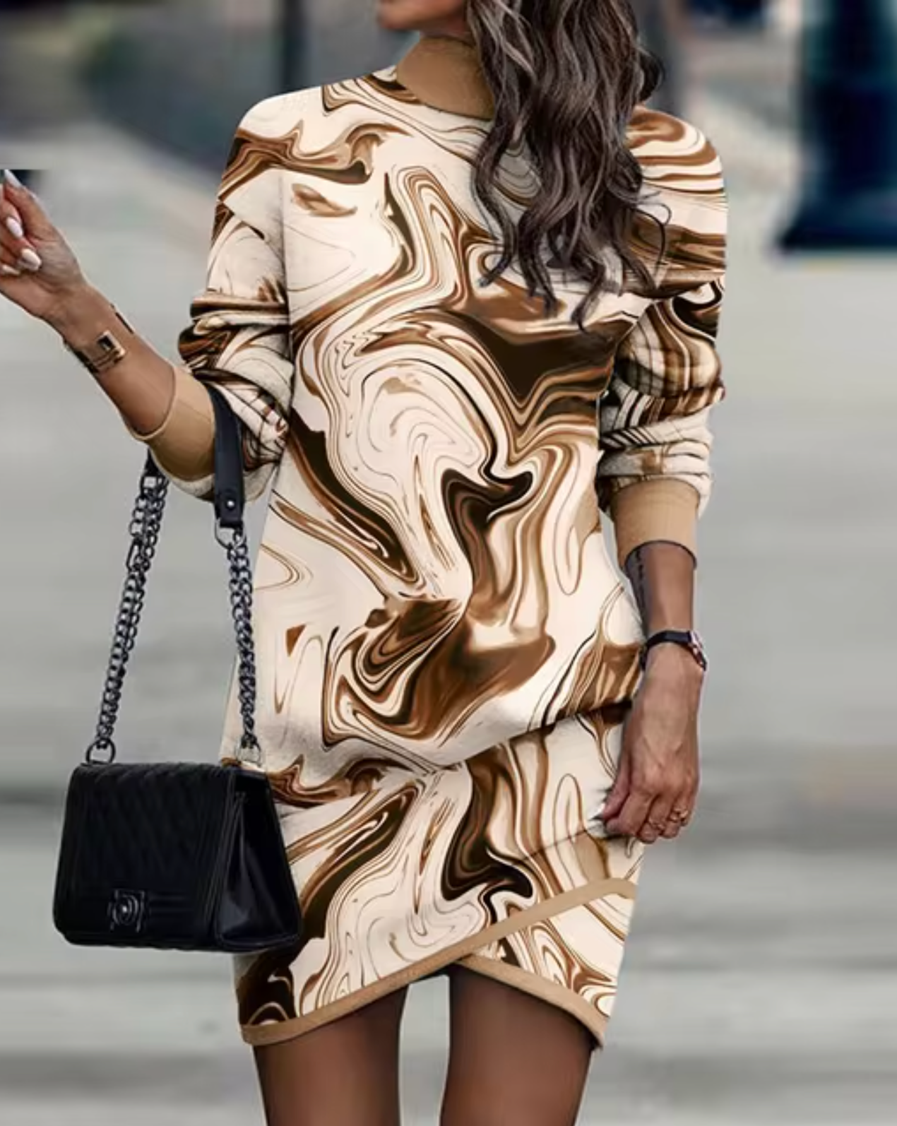 Vestido casual mujer con dobladillo asimétrico estilo fluido