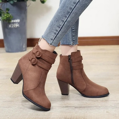Botines Mujer de Tacón Alto con Correas Decorativas