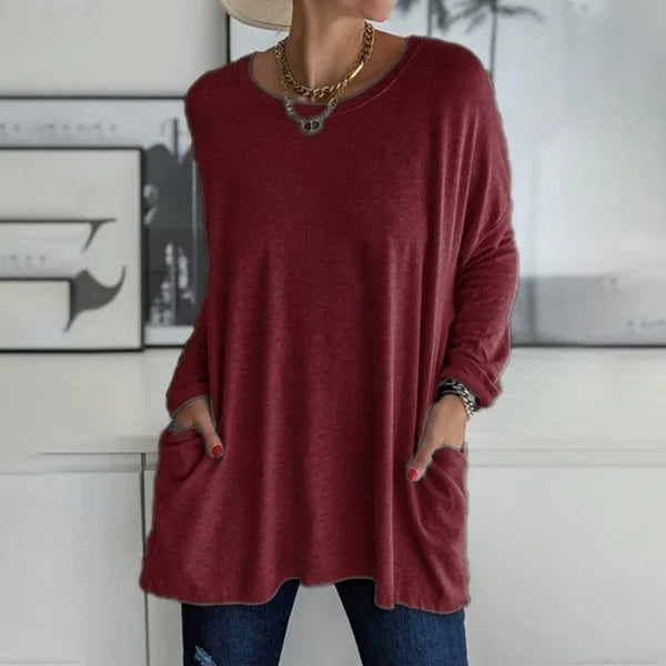 Blusa Mujer Manga Larga Tejido Suave Ajuste Relajado