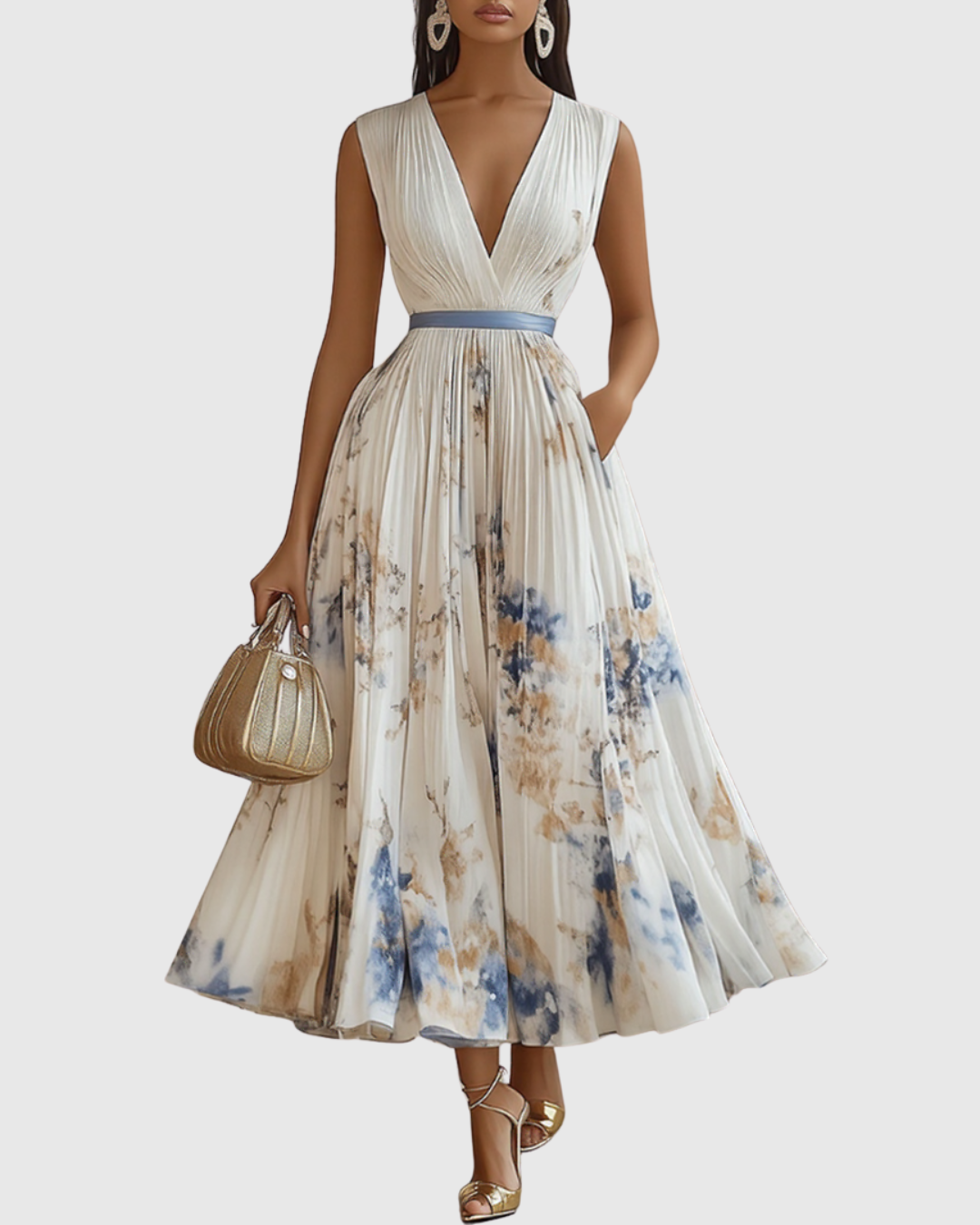 Vestido maxi mujer plisado estilo elegante - Mavetta