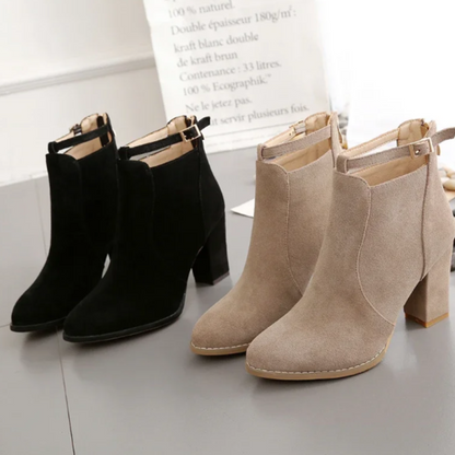 Botines Mujer con Hebilla Tacón Alto de Bloque