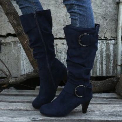 Botas Altas Mujer Puntera Redonda Ajuste Clasico