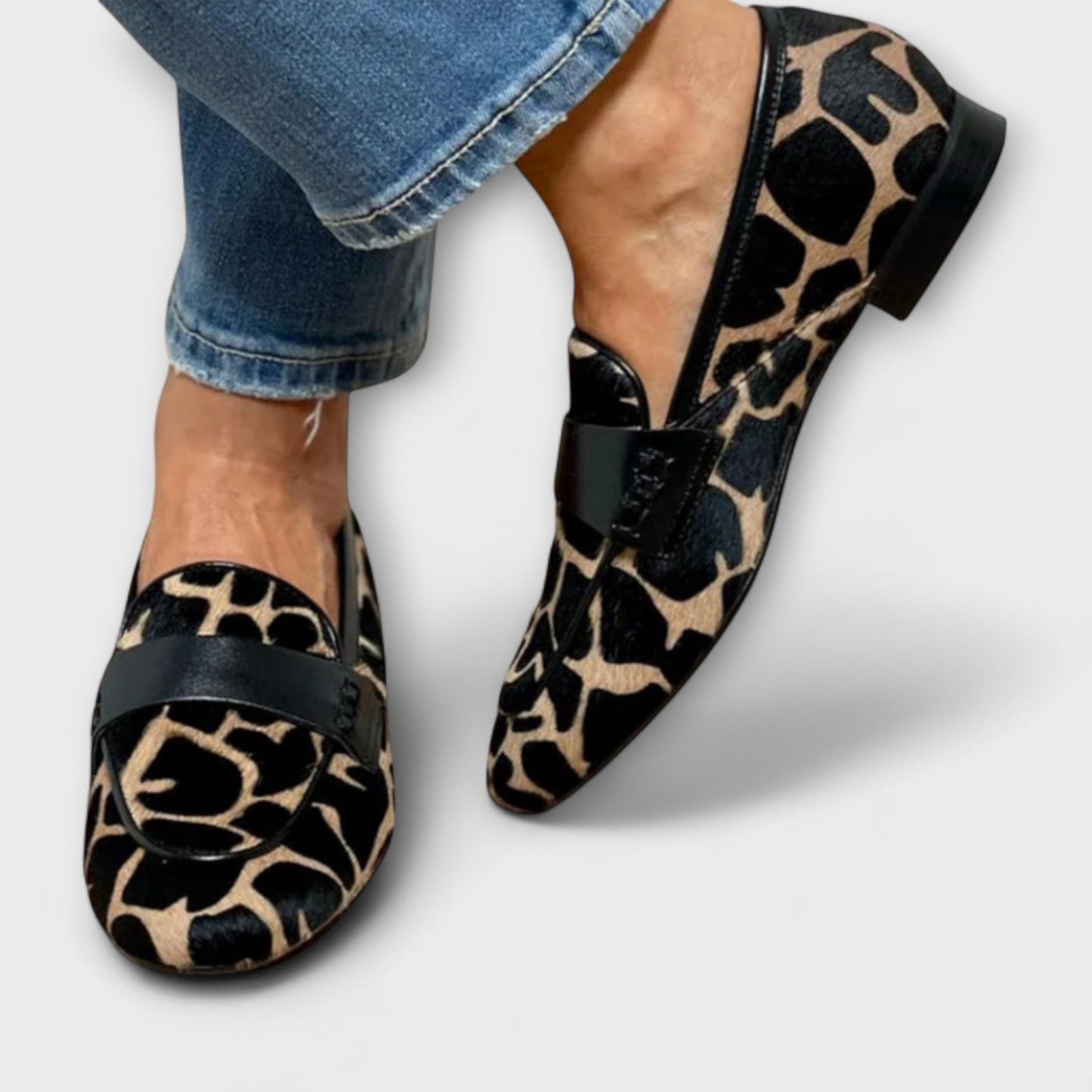 Mocasines Mujer Piel Estampado Animal Ajuste Clásico