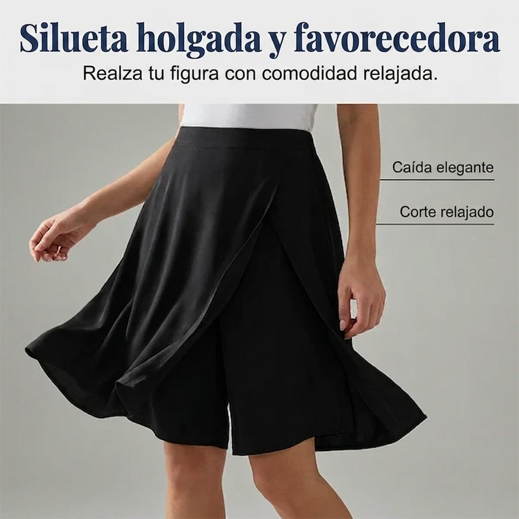 Falda Pantalón Mujer Casual Cintura Elástica