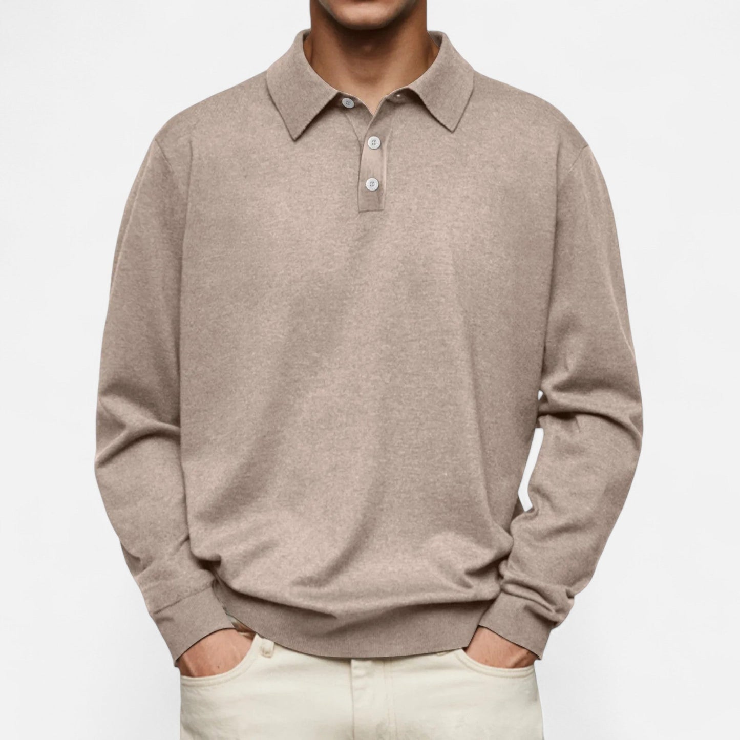 Polo hombre manga larga Algodón estilo casual elegante