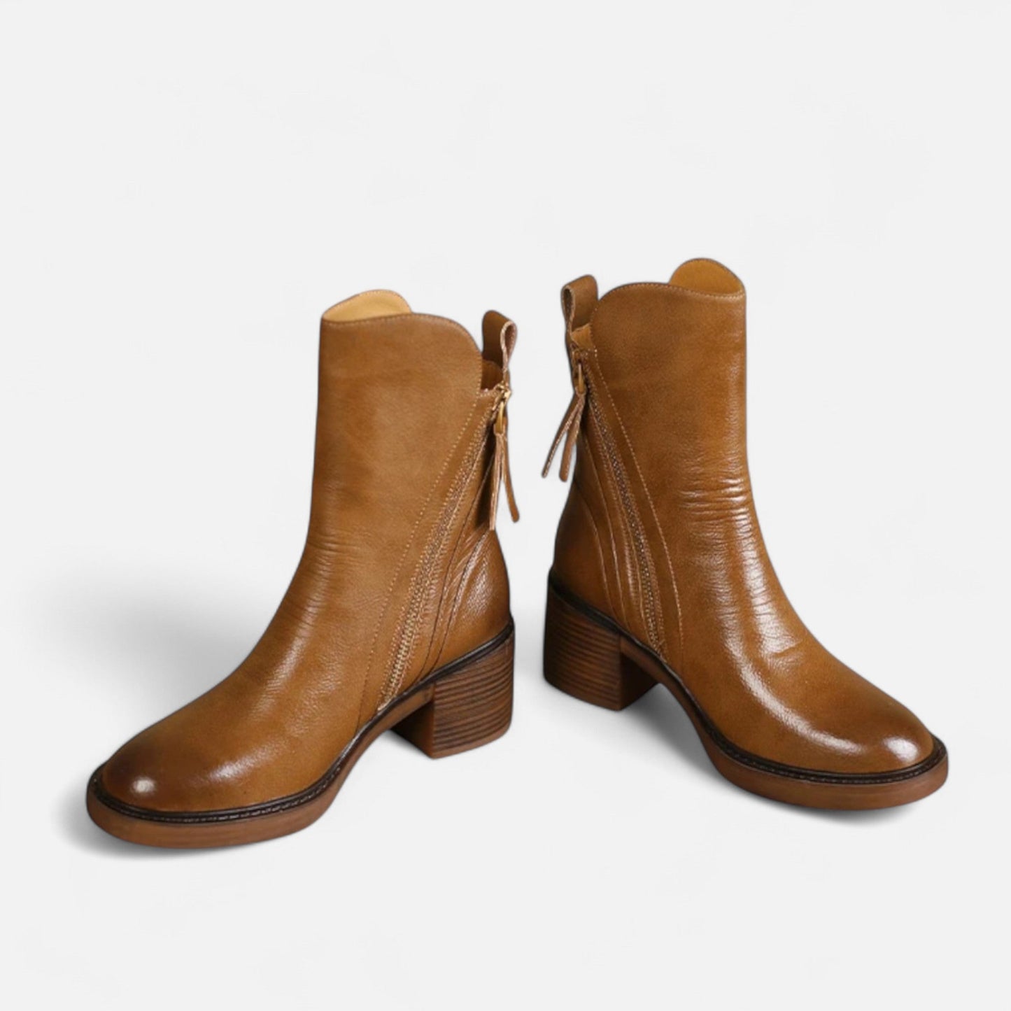 Botines Mujer Invierno Piel Sintetica Cierre Cremallera
