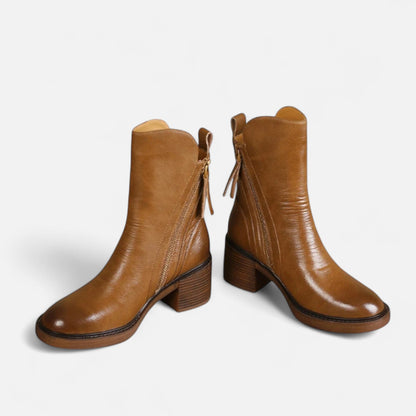Botines Mujer Invierno Piel Sintetica Cierre Cremallera