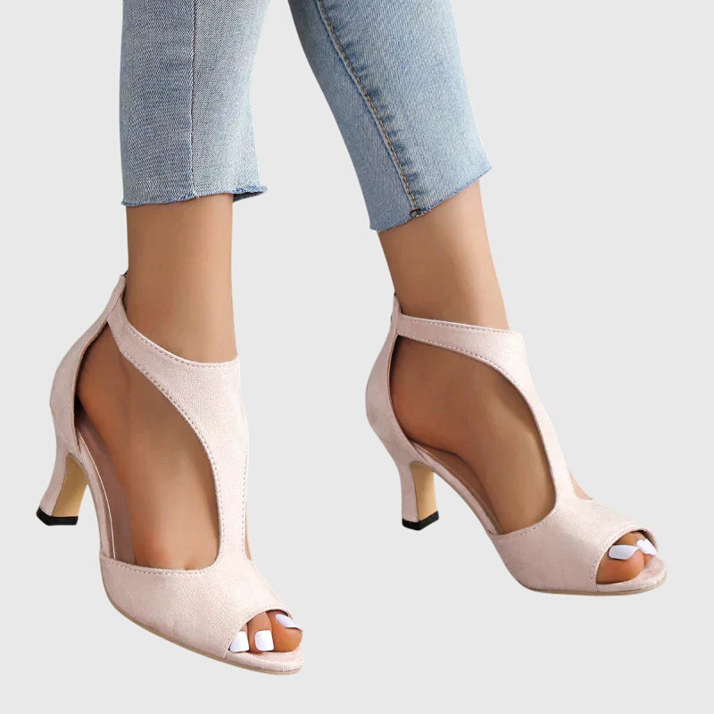 Sandalias Mujer Tacón Ortopédico Punta Abierta Correa Tobillo - Mavetta