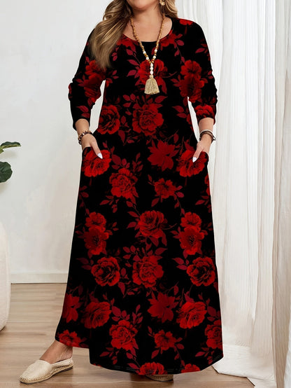 Vestido Largo Mujer Estampado Floral Corte Suelto Comodo