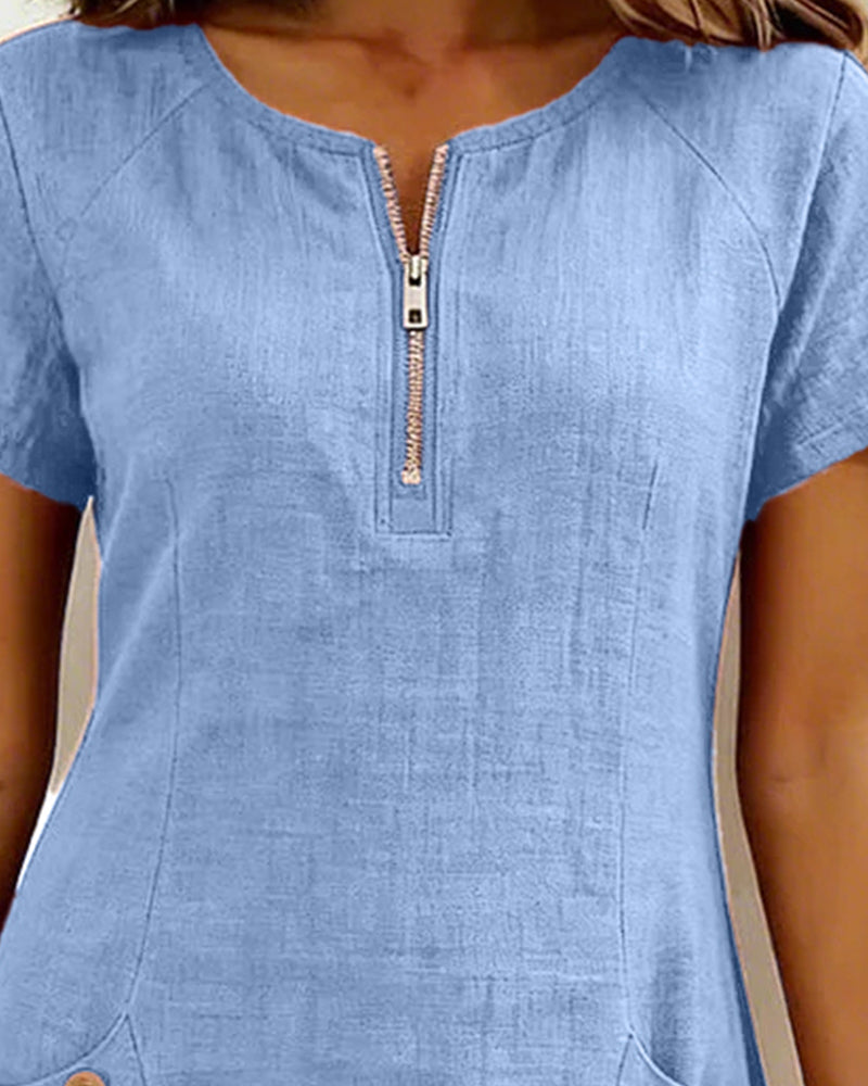 Vestido recto mujer con cremallera y bolsillos