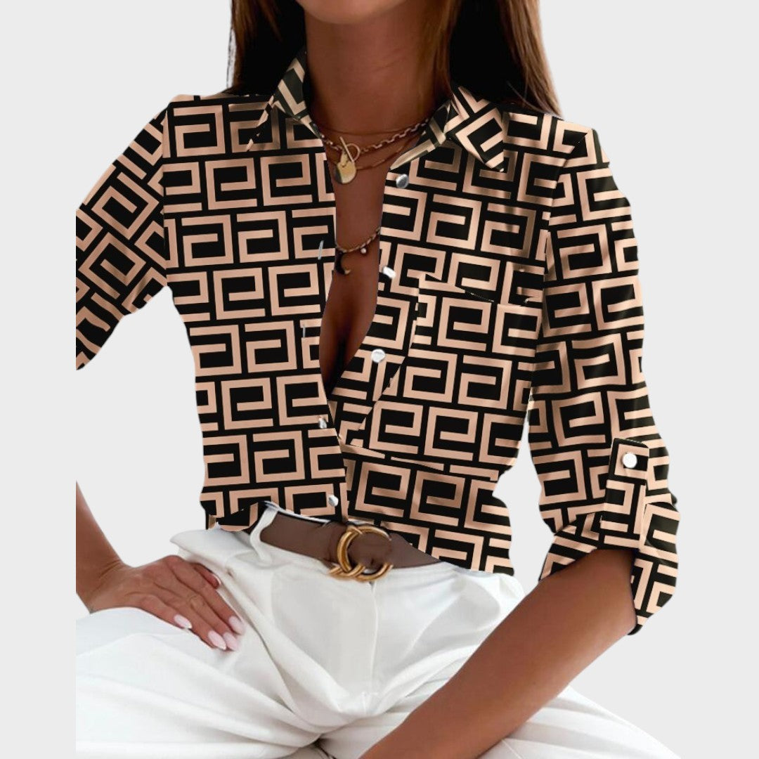 Blusa Mujer Estampado Moderno Corte Sofisticado Versátil