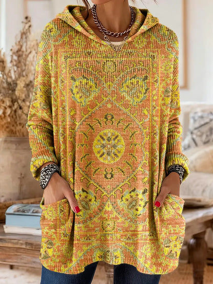 Túnica mujer con capucha estampada cómoda y cálida