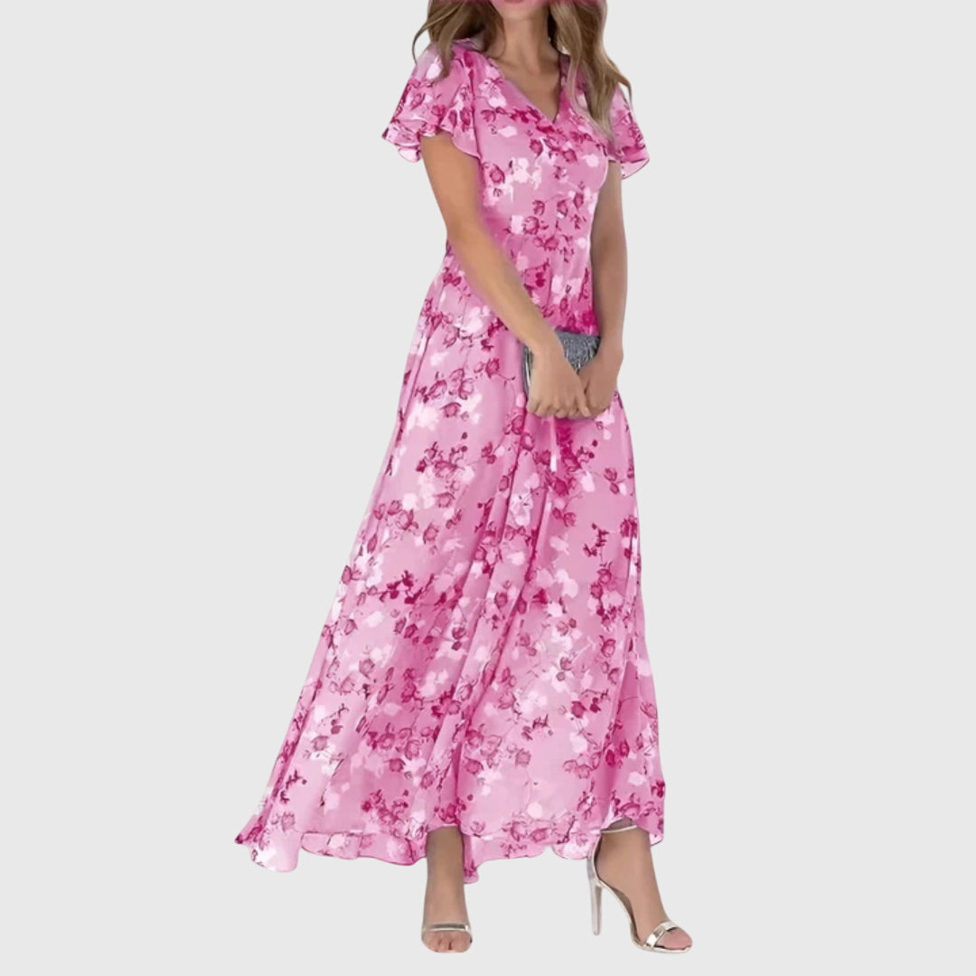 Vestido maxi mujer ligero con escote en V y estampado floral