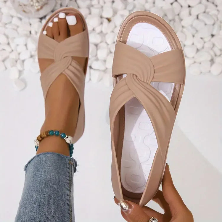 Sandalias Mujer de Cuero Diseño de Nudos Comodas Verano