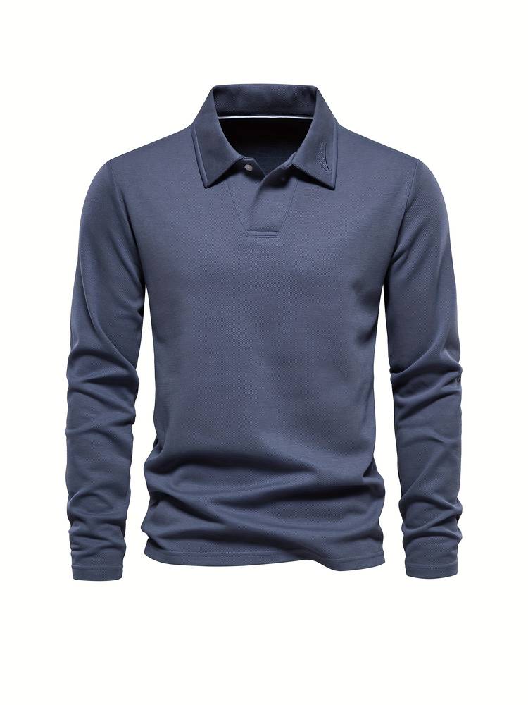 Polo Hombre Algodón Manga Larga Cuello Clásico