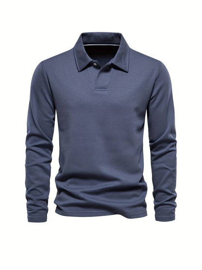 Polo Hombre Algodón Manga Larga Cuello Clásico