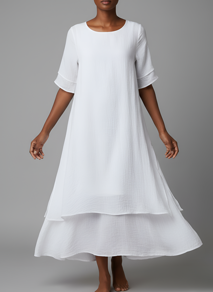 Vestido largo mujer mezcla de algodón dobladillo irregular
