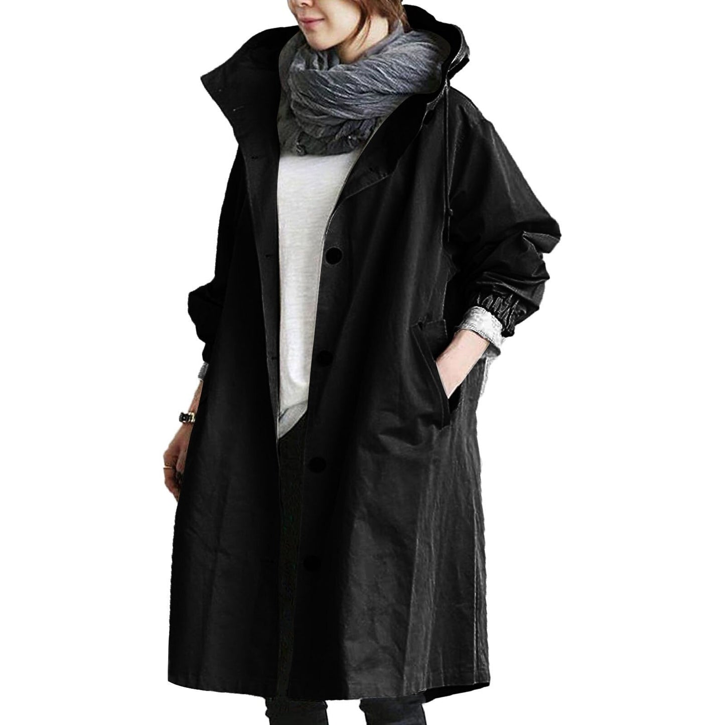 Gabardina larga mujer impermeable invierno