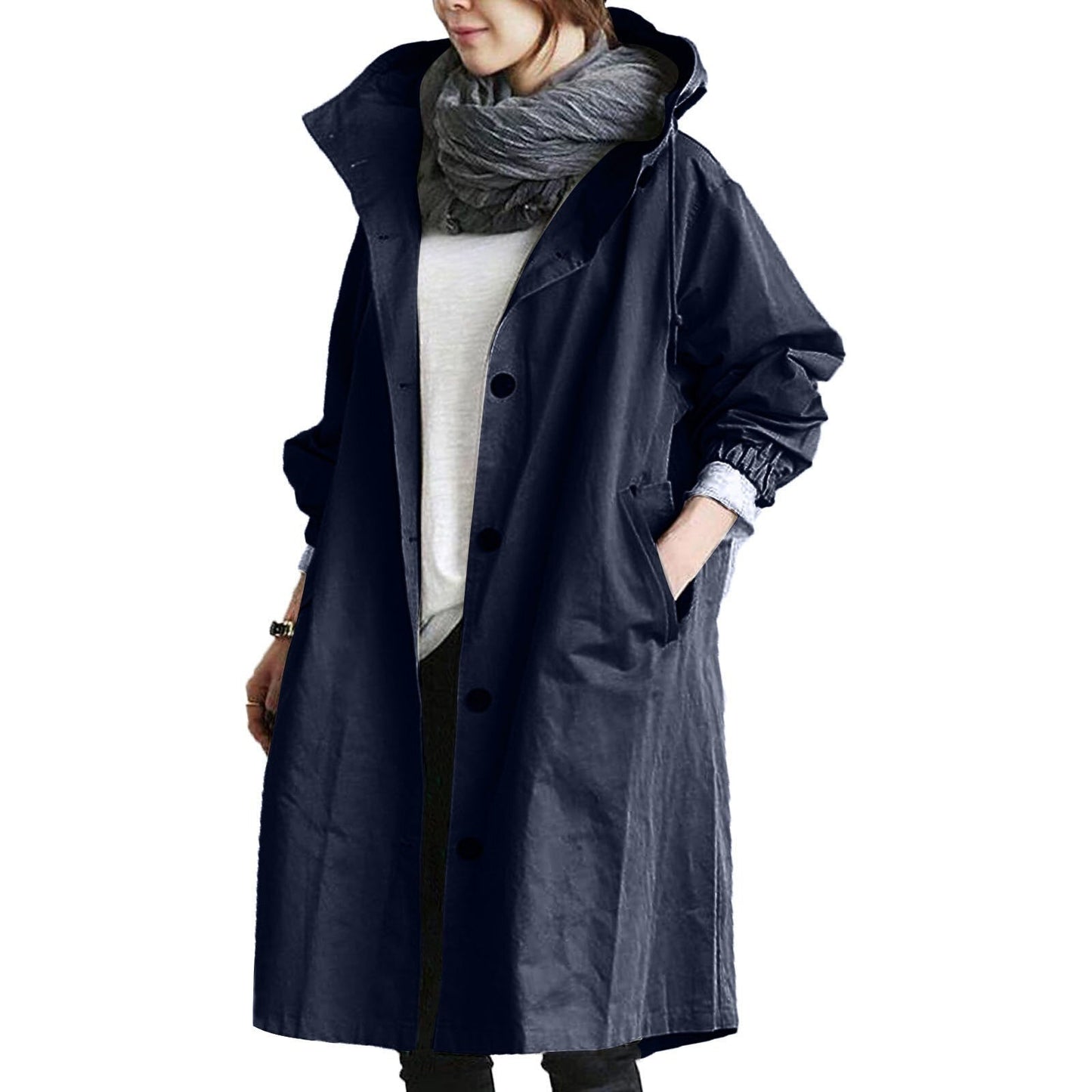 Gabardina larga mujer impermeable invierno
