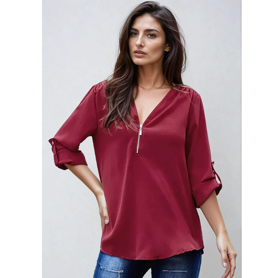 Blusa Mujer Amplia Cremallera Manga Larga Tallas Grandes - Mavetta