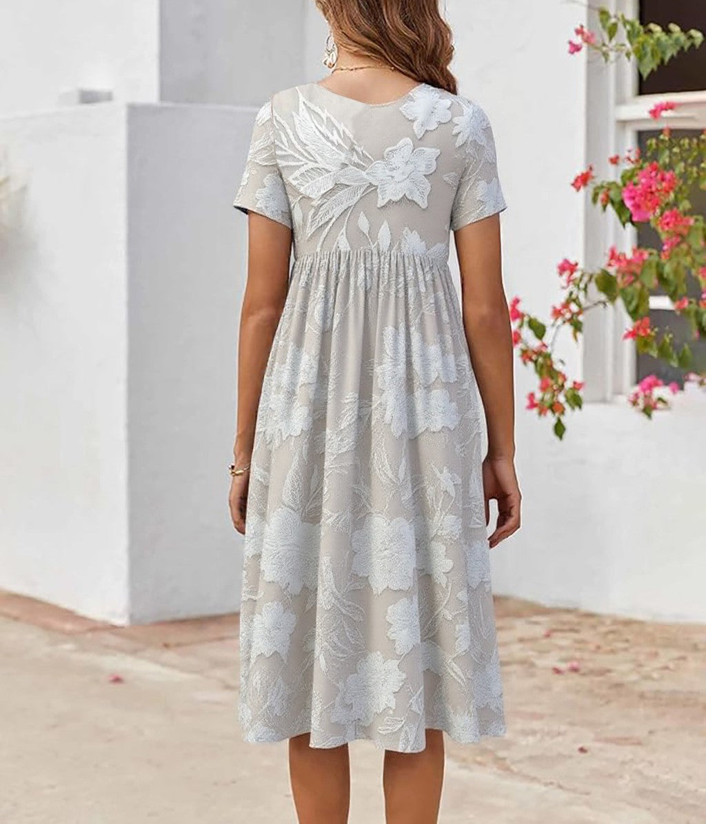 Vestido midi mujer Estampado Bolsillos Laterales Clásico