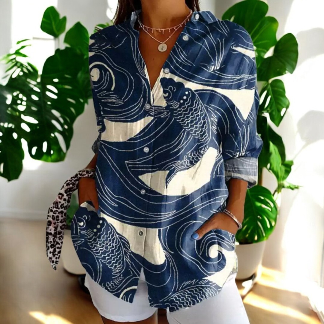 Blusa Mujer Fluida Botones Estilo Relajado