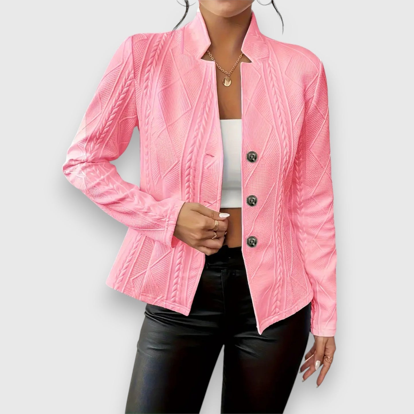 Blazer Mujer con Textura Estructurada Corte Entallado