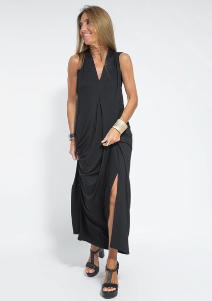 Vestido largo mujer con chaleco elegante