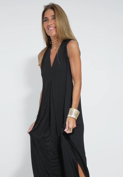 Vestido largo mujer con chaleco elegante