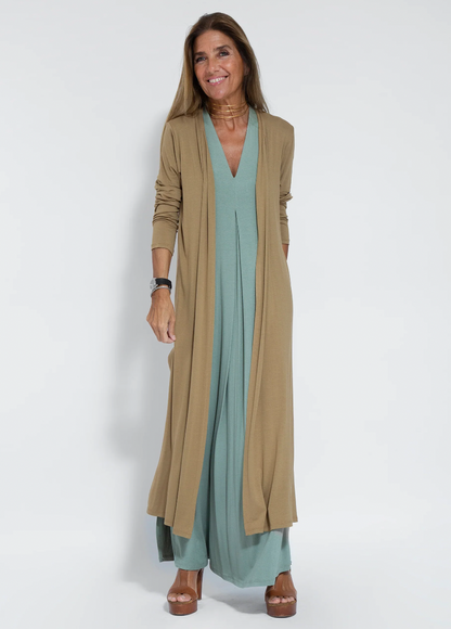 Vestido largo mujer con chaleco elegante