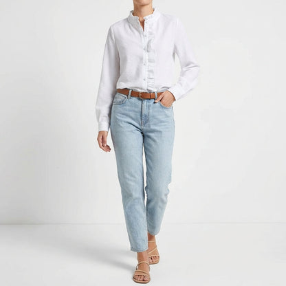 Blusa Mujer Texturizada Volante Frontal Ajuste Regular