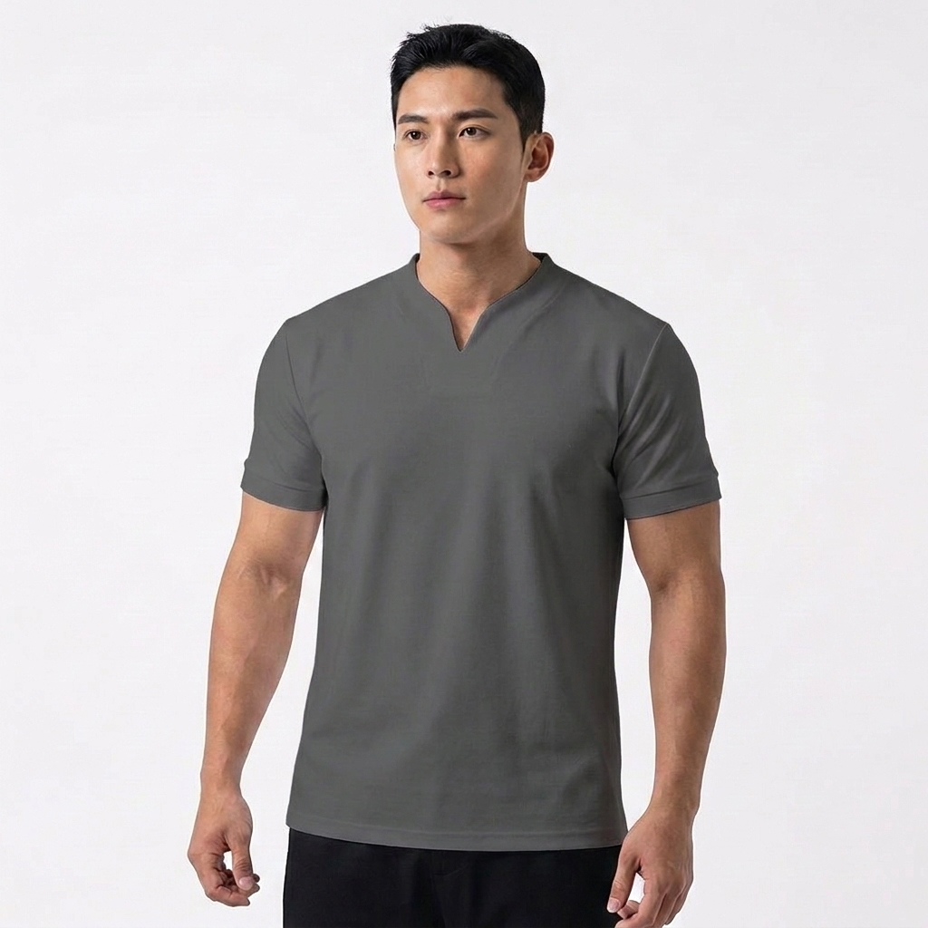Camiseta Hombre Cuello en V Manga Corta Básica