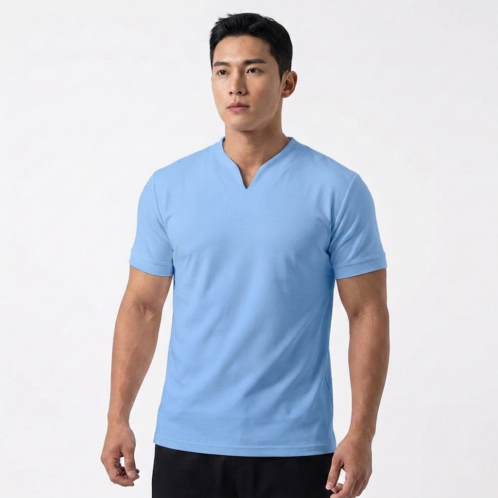 Camiseta Hombre Cuello en V Manga Corta Básica