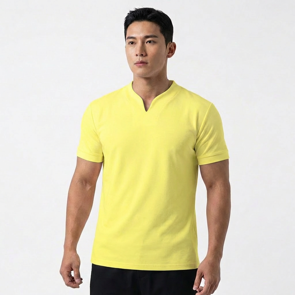 Camiseta Hombre Cuello en V Manga Corta Básica