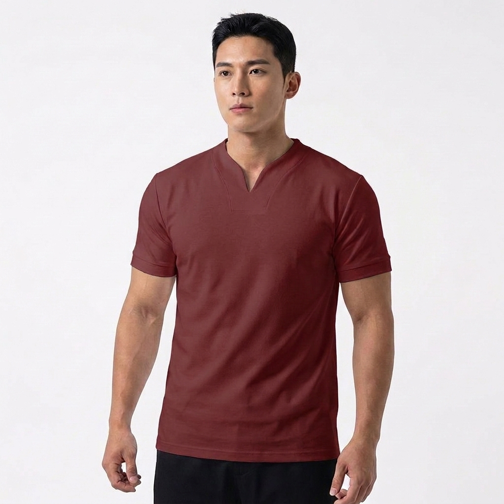 Camiseta Hombre Cuello en V Manga Corta Básica