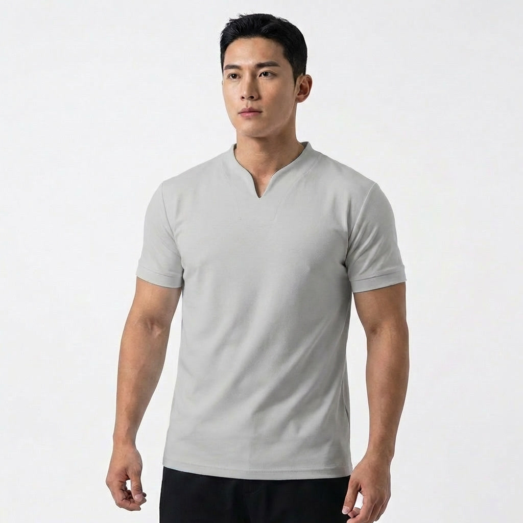 Camiseta Hombre Cuello en V Manga Corta Básica
