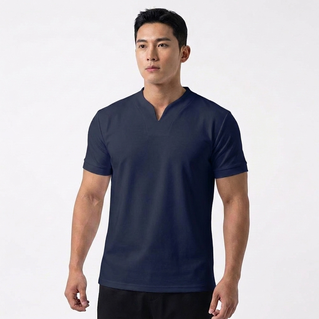 Camiseta Hombre Cuello en V Manga Corta Básica