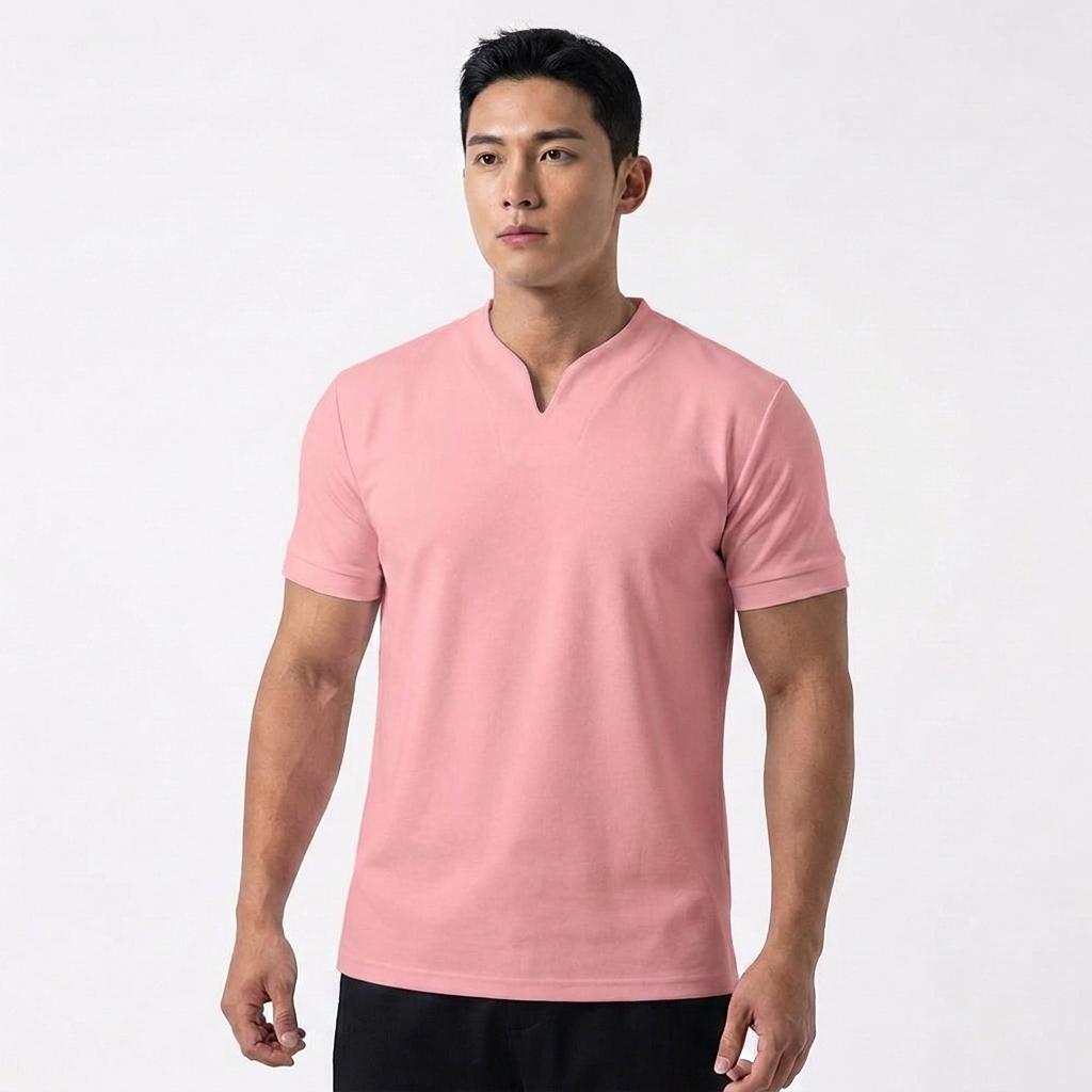 Camiseta Hombre Cuello en V Manga Corta Básica