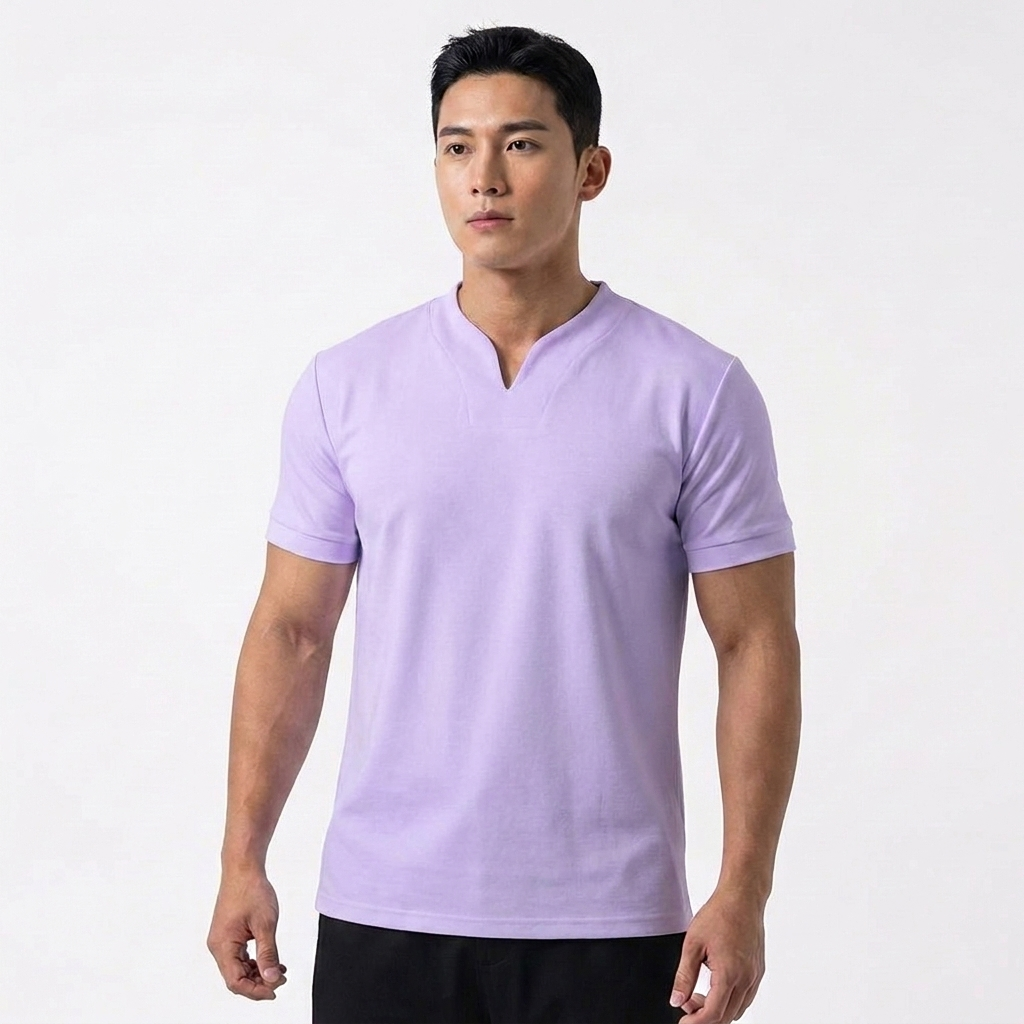 Camiseta Hombre Cuello en V Manga Corta Básica