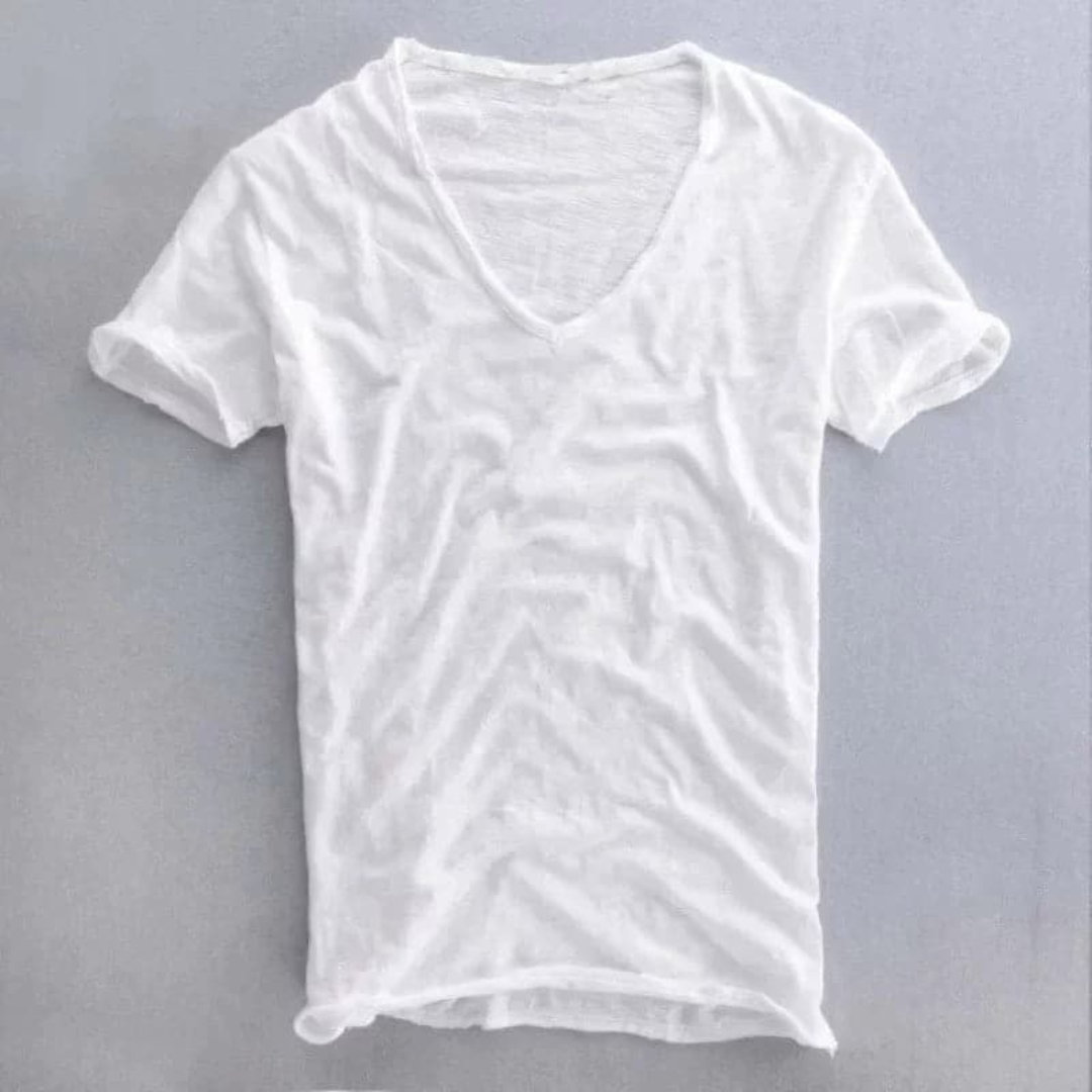 Camiseta Hombre Algodón Cuello en V Manga Corta